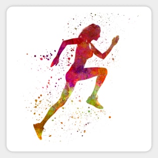 woman runner running jogger jogging silhouette Magnet
